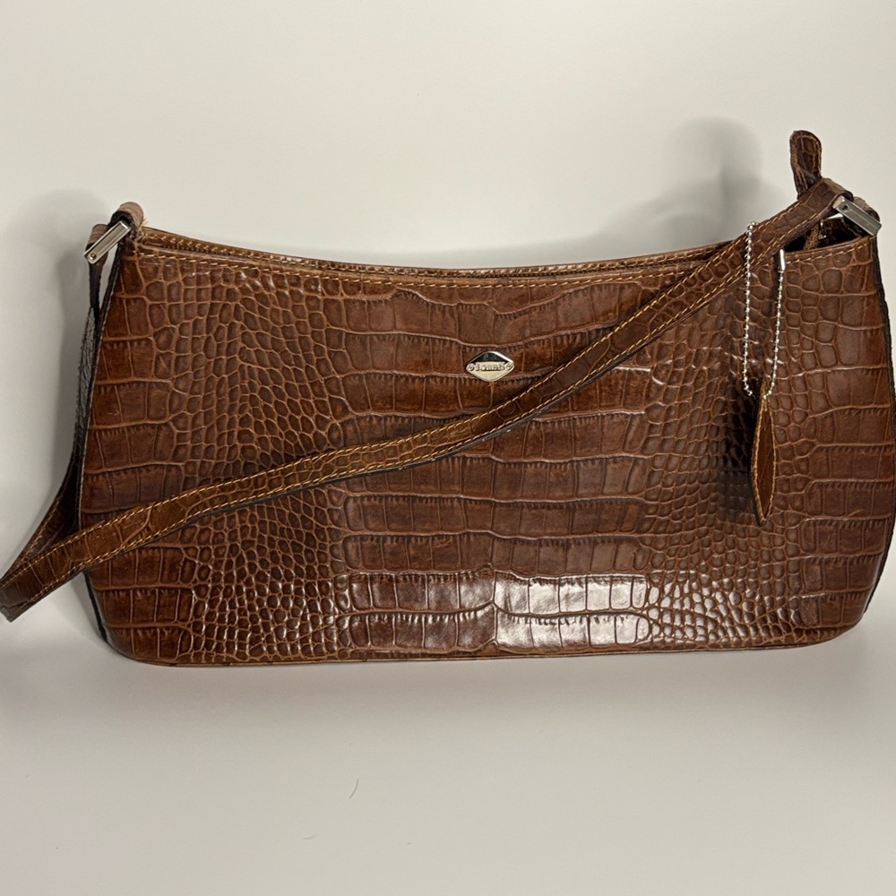 I Santi genuine leather from Italy Brown Crocodile-Embossed Shoulder bag